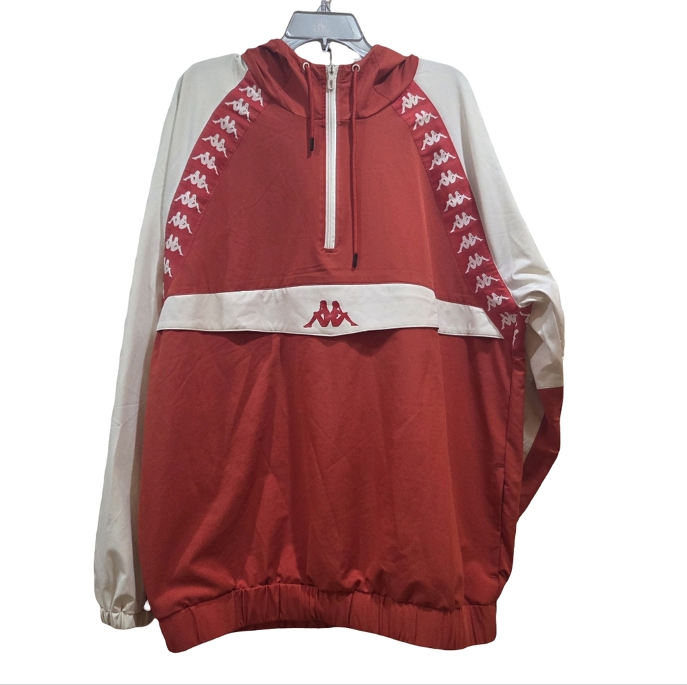 KAPPA Authentic Bakit Anorak Hoodie Red Windbreaker Jacket Men's XXL GUC